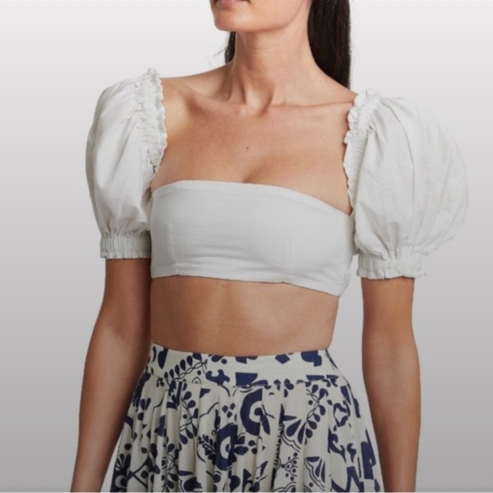 WeWoreWhat White Puff Sleeve Crop Top size S
